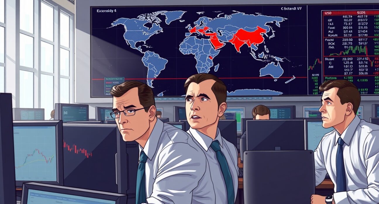 Financial traders monitor US dollar exchange rates amid Iran conflict market volatility
