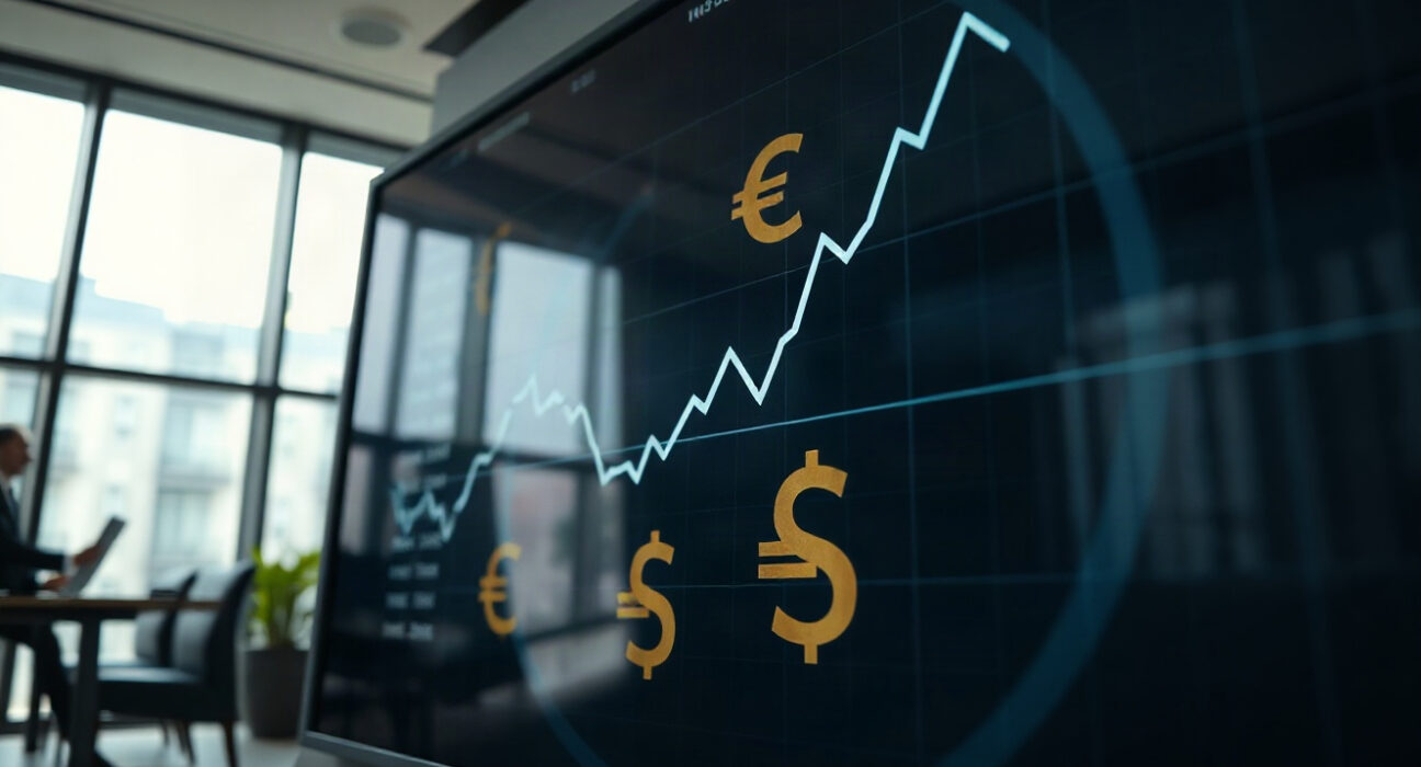 Currency exchange board showing dollar weakness amid recovering market sentiment