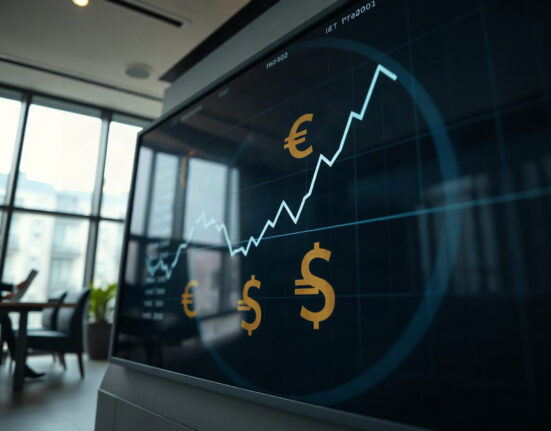 Currency exchange board showing dollar weakness amid recovering market sentiment