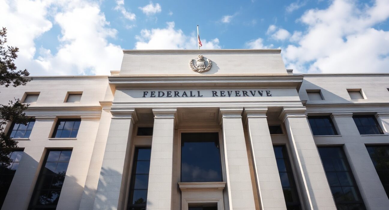 Exterior of the Federal Reserve building in Washington, D.C. on a clear day