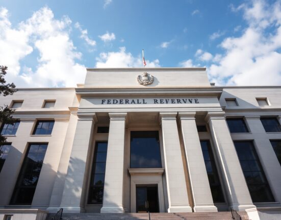 Exterior of the Federal Reserve building in Washington, D.C. on a clear day