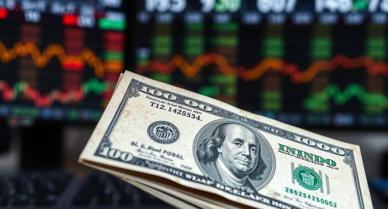 U.S. dollar bill representing market decline after U.S.-Iran ceasefire news.