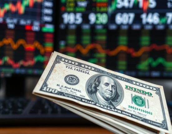 U.S. dollar bill representing market decline after U.S.-Iran ceasefire news.