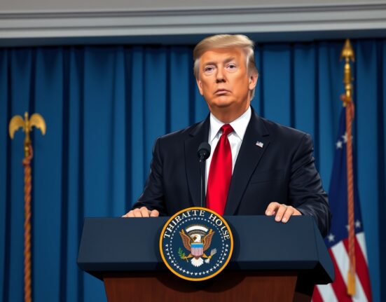 Donald Trump delivers a statement on US policy toward Iran with no defined conflict timeline.