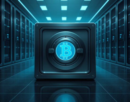 Secure digital vault representing dormant Bitcoin holdings and quantum computing security concerns.