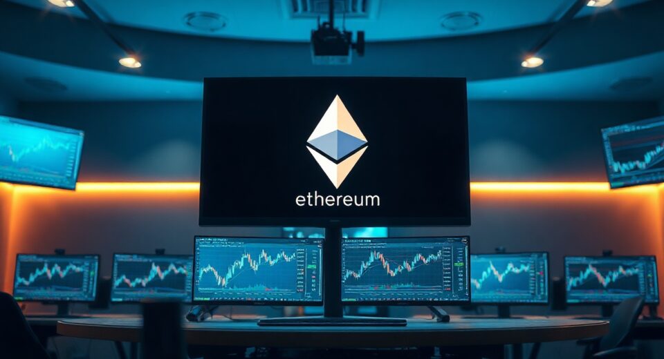 Digital whale swimming through blockchain network, representing a dormant Ethereum ICO whale moving funds.