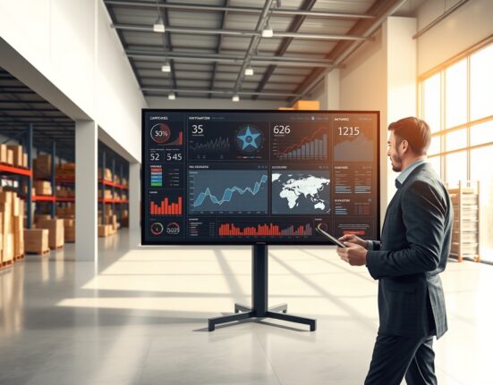 AI inventory management dashboard showing real-time supply chain data integration with ERP systems