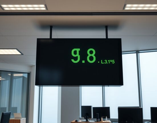 Dow Jones futures display board showing flat movement ahead of US CPI inflation data release
