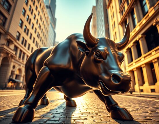 Wall Street bull statue representing Dow Jones futures stability amid Federal Reserve policy changes