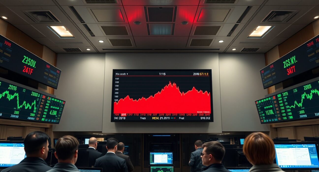 Dow Jones futures chart on a trading floor screen after Trump called off Iran attack