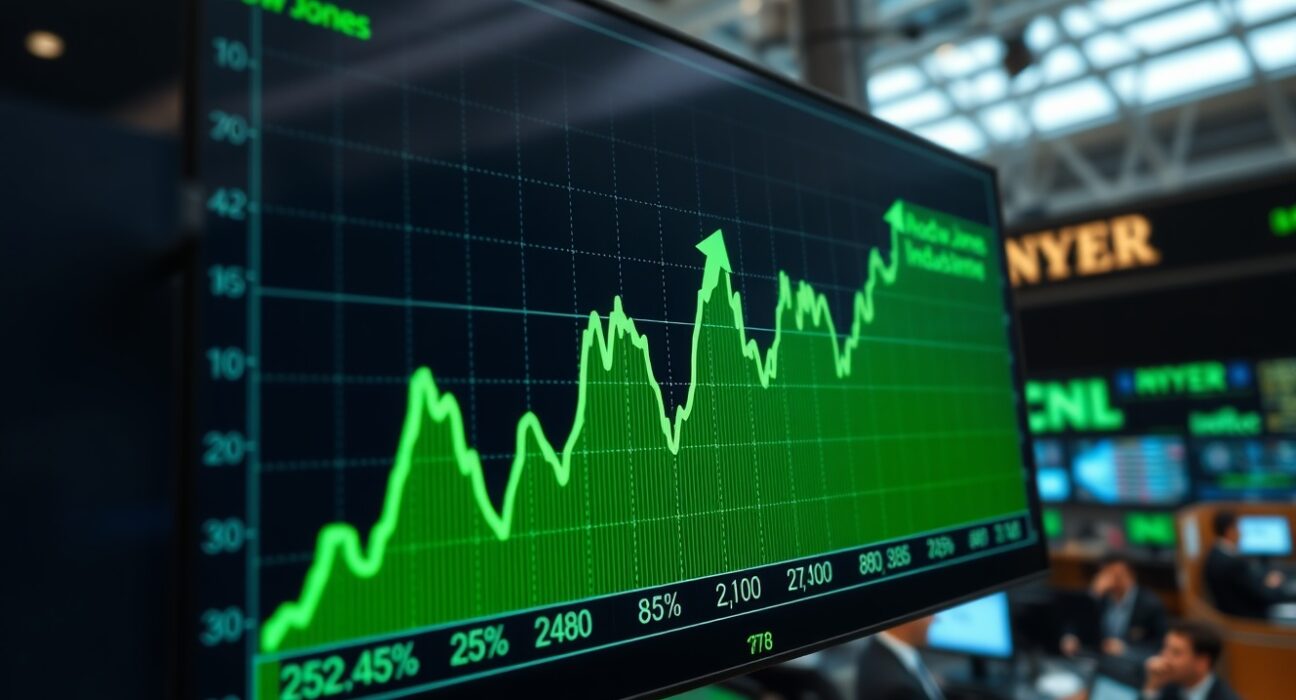 Dow Jones Industrial Average chart showing a recovery bounce from 48,700 lows after Federal Reserve meeting