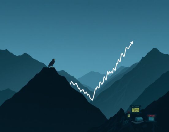 Dow Jones Industrial Average chart declining amid geopolitical and economic pressure in 2025