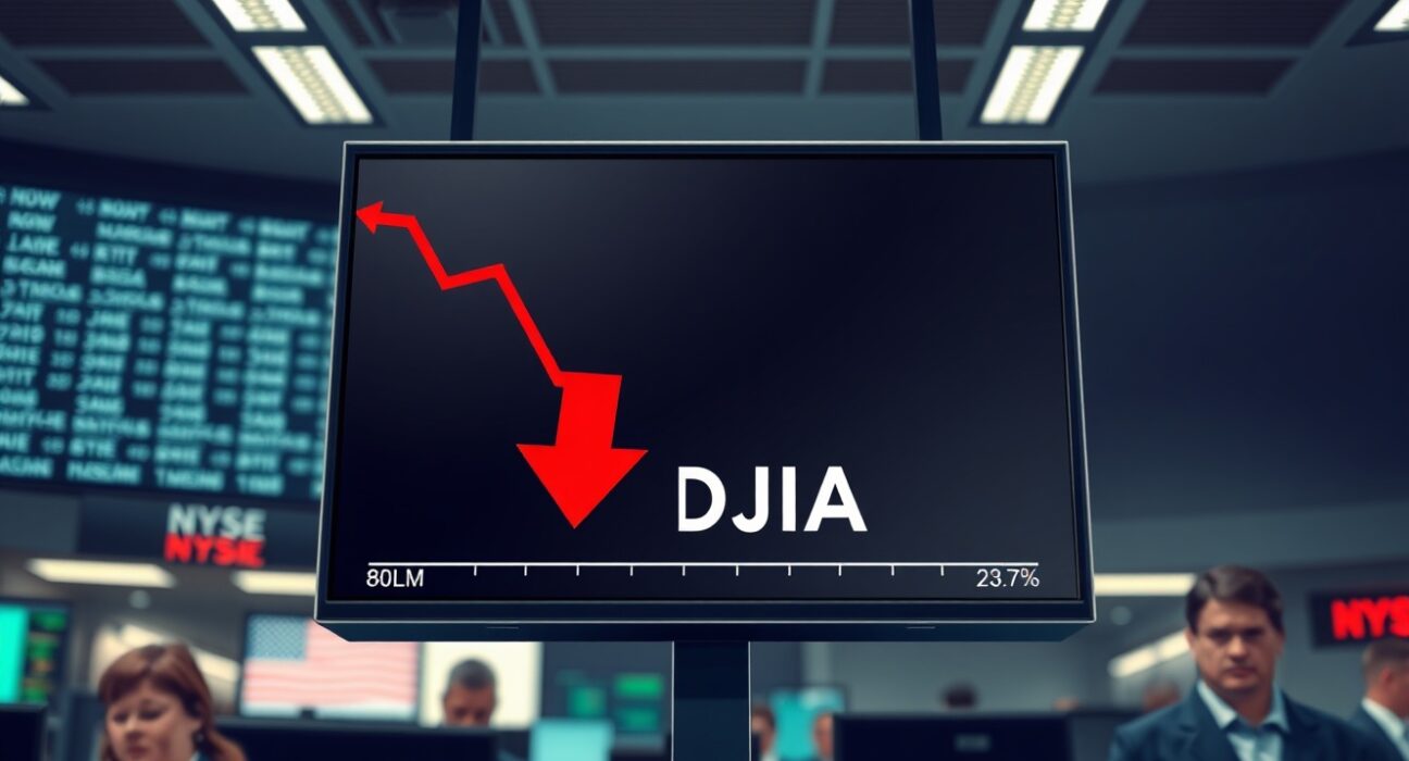 Dow Jones Industrial Average stock market crash following negative employment data