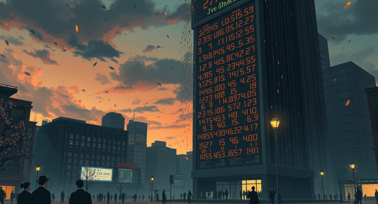 Dow Jones Industrial Average decline during renewed global trade tensions and tariff announcements.