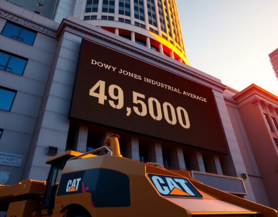 Dow Jones Industrial Average rallies above 49,500 as Caterpillar earnings boost market sentiment