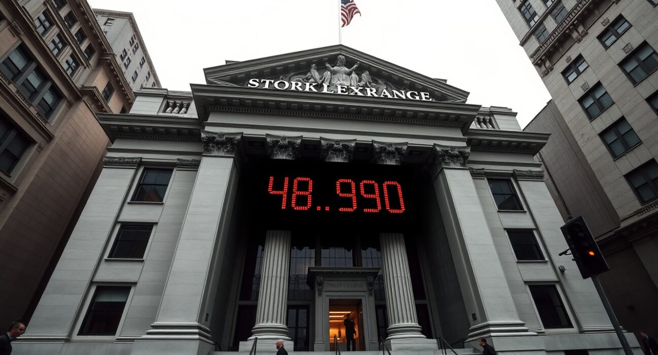 Dow Jones Industrial Average slips below 49K as traders watch NYSE ticker before Powell's final Fed rate call