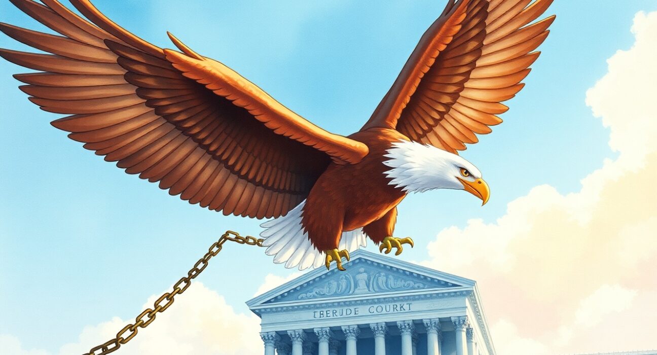 Dow Jones Industrial Average surges after Supreme Court strikes down Trump tariffs, showing market optimism and economic relief.