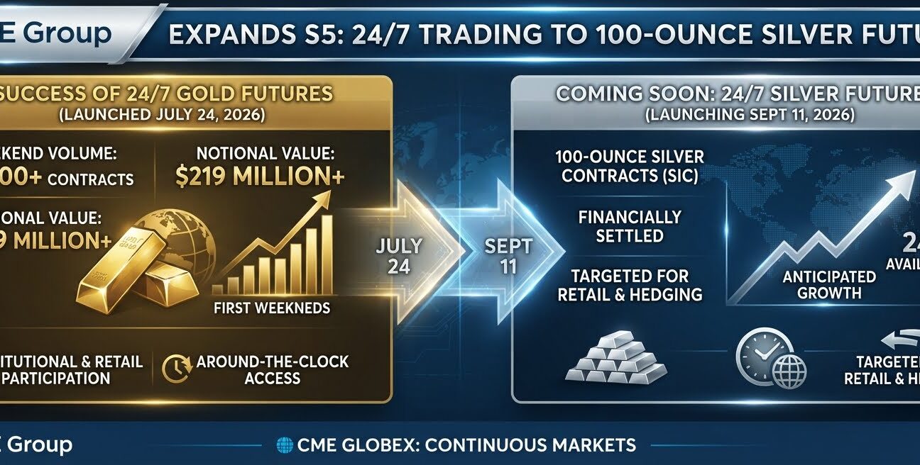 CME Group to Expand 24/7 Trading to 100-Ounce Silver Futures After Gold's Strong Debut