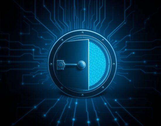 Illustration of a digital security breach representing the Drift Protocol hack on the Solana blockchain.