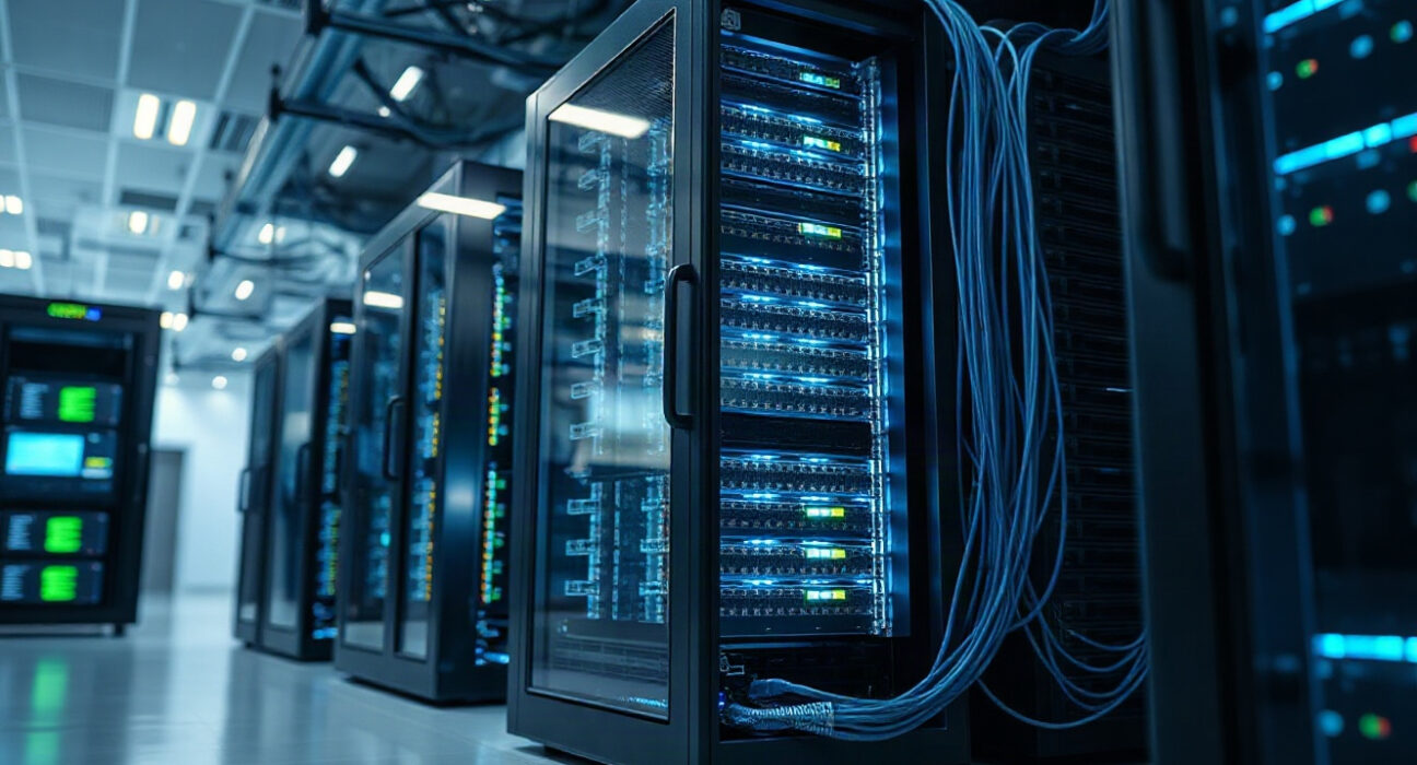 Drovix's new trading infrastructure with high-speed servers and network cables