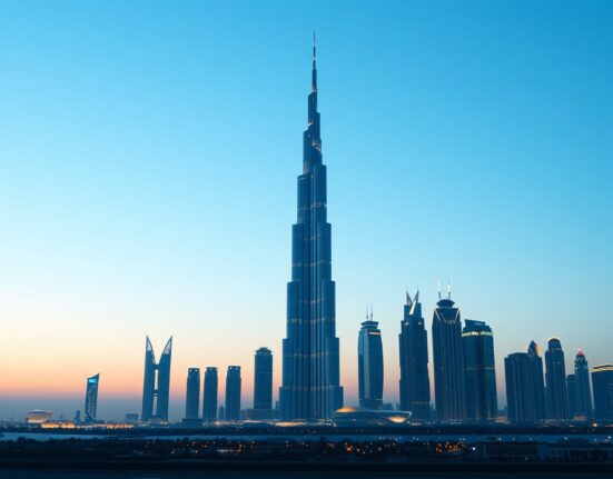 Dubai skyline context for the postponed TOKEN2049 cryptocurrency conference.