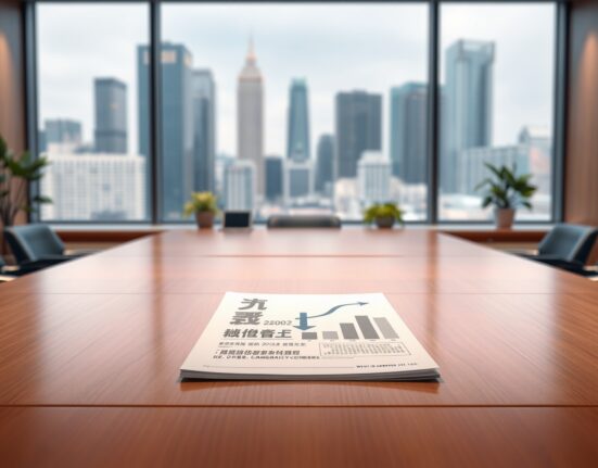 Financial document on a boardroom table representing Dunamu's dividend decision amid crypto market changes.