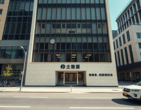 Modern corporate building in Seoul, South Korea, representing Dunamu's headquarters.