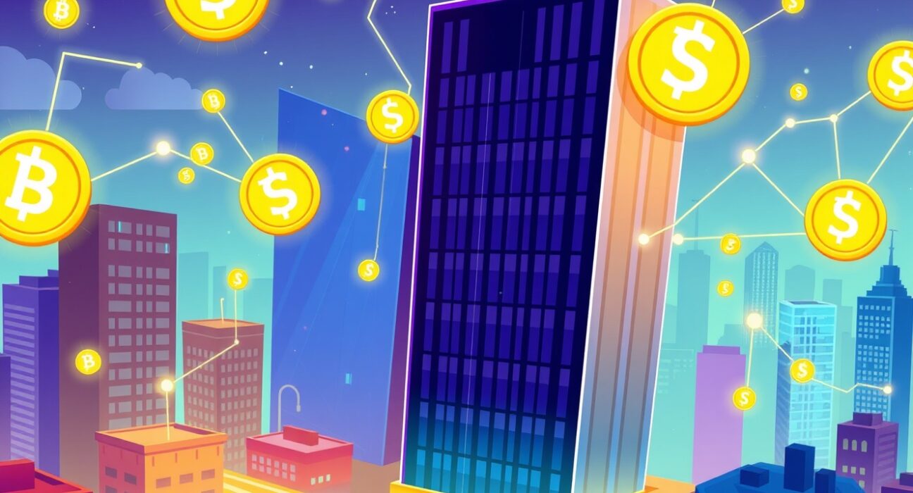 Strategic Dunamu Naver Financial merger illustration showing corporate integration with cryptocurrency elements