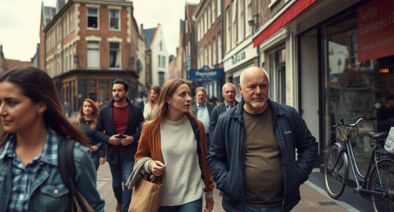 Shoppers on a Dutch street with a cautious mood, reflecting consumer confidence