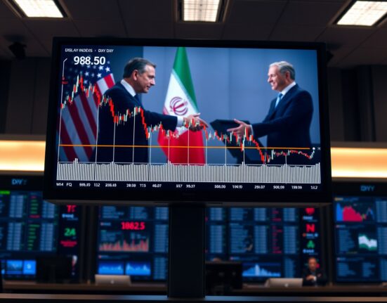 US Dollar Index price forecast chart showing bearish trend below 98.50 resistance and 38.2% Fibonacci level, with US-Iran peace hopes in background.