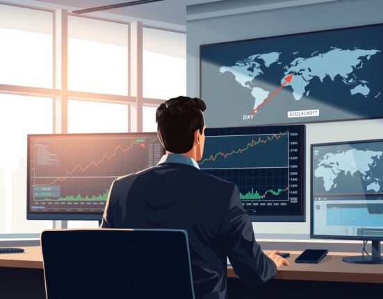 Financial analyst reviews US Dollar Index (DXY) chart data amid geopolitical risk assessment.