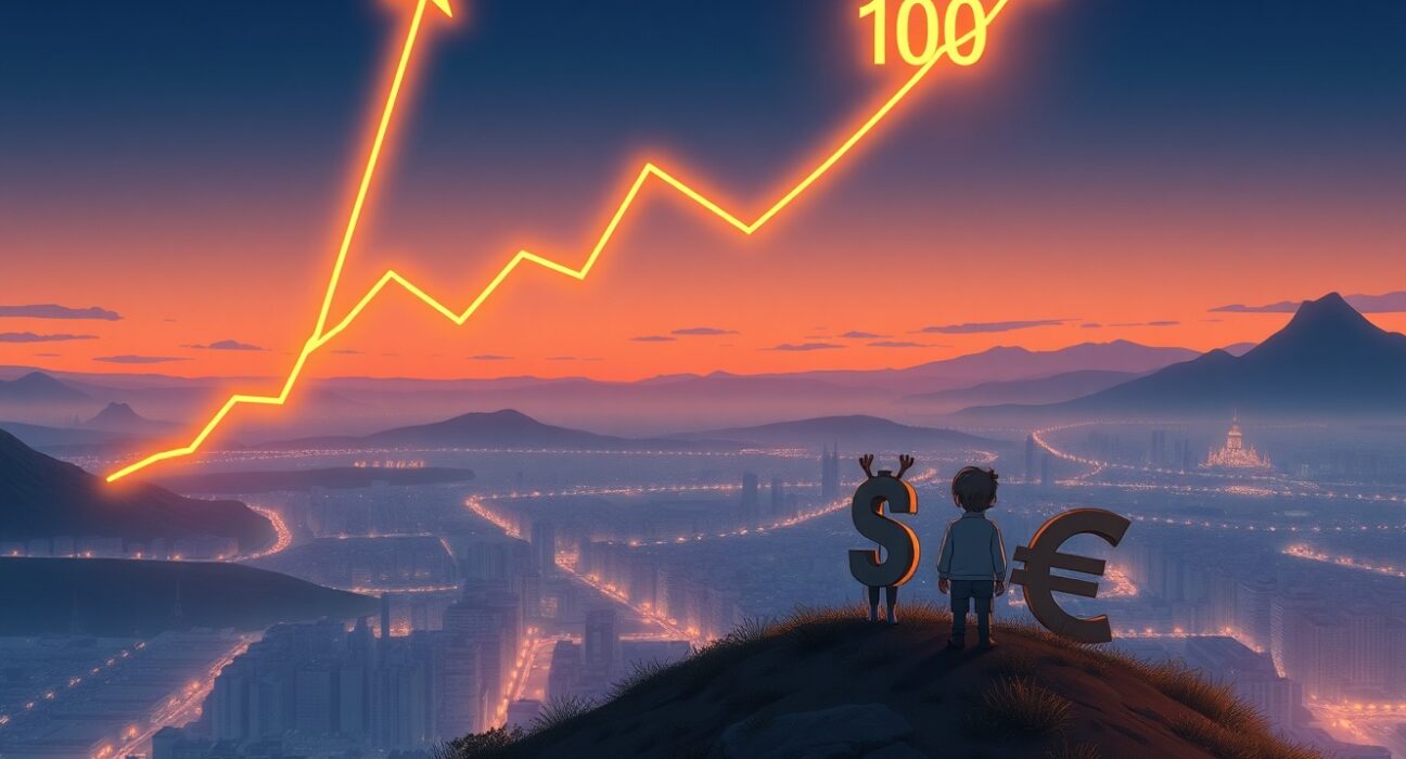 DXY dollar index technical analysis showing critical resistance near 100 level with stretched momentum indicators