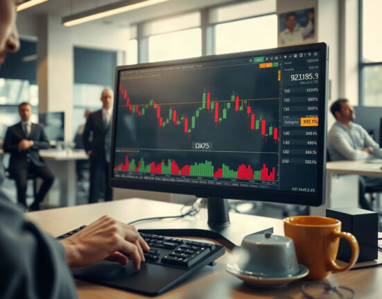 Analyst pointing at DXY chart with 99.75 resistance level on trading screen
