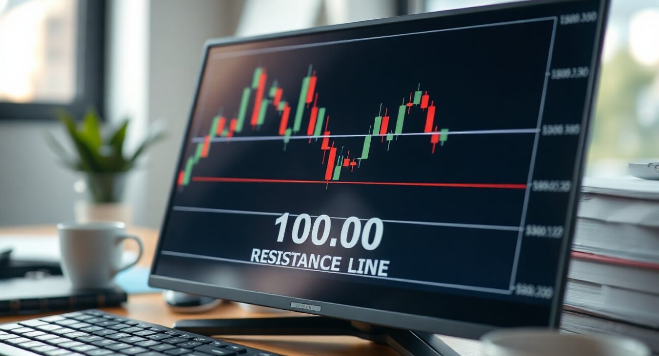US Dollar Index chart approaching 100.00 resistance level on trading screen