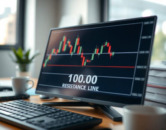 US Dollar Index chart approaching 100.00 resistance level on trading screen