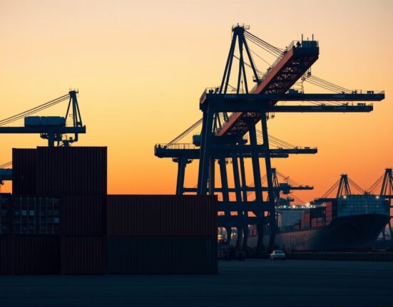 Global shipping port illustrating DXY shipping risk and economic analysis context