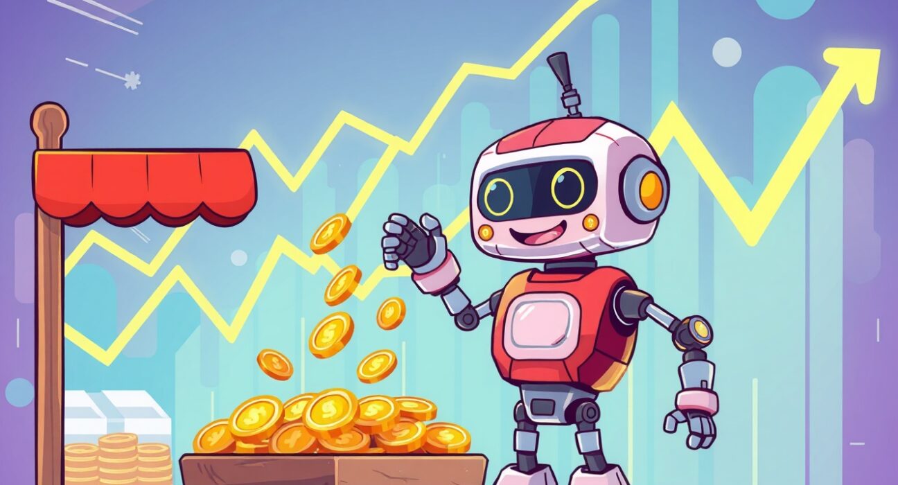 dYdX buyback program illustrated as robot collecting coins for token growth