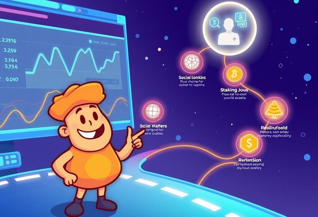 An illustration showing the dYdX roadmap, highlighting future innovations and growth for the decentralized exchange platform.