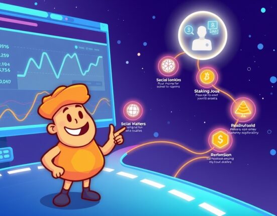 An illustration showing the dYdX roadmap, highlighting future innovations and growth for the decentralized exchange platform.