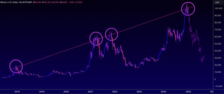 Analyst Predicts Bitcoin Could Drop Below $30K in 2025 Due to Long-Term Resistance