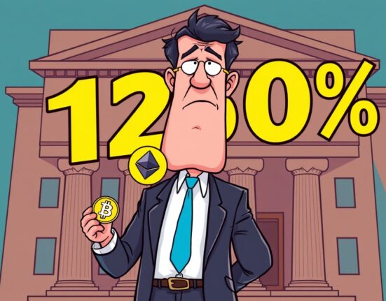 An illustration showing the heavy financial burden of the EBA crypto capital charge on banks holding unbacked crypto assets.
