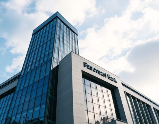 European Central Bank headquarters in Frankfurt under a partly cloudy sky, symbolizing economic uncertainty and inflation concerns.