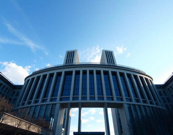 European Central Bank headquarters in Frankfurt on a clear day