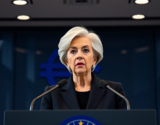 ECB President Christine Lagarde discussing potential interest rate increases at European Central Bank press conference