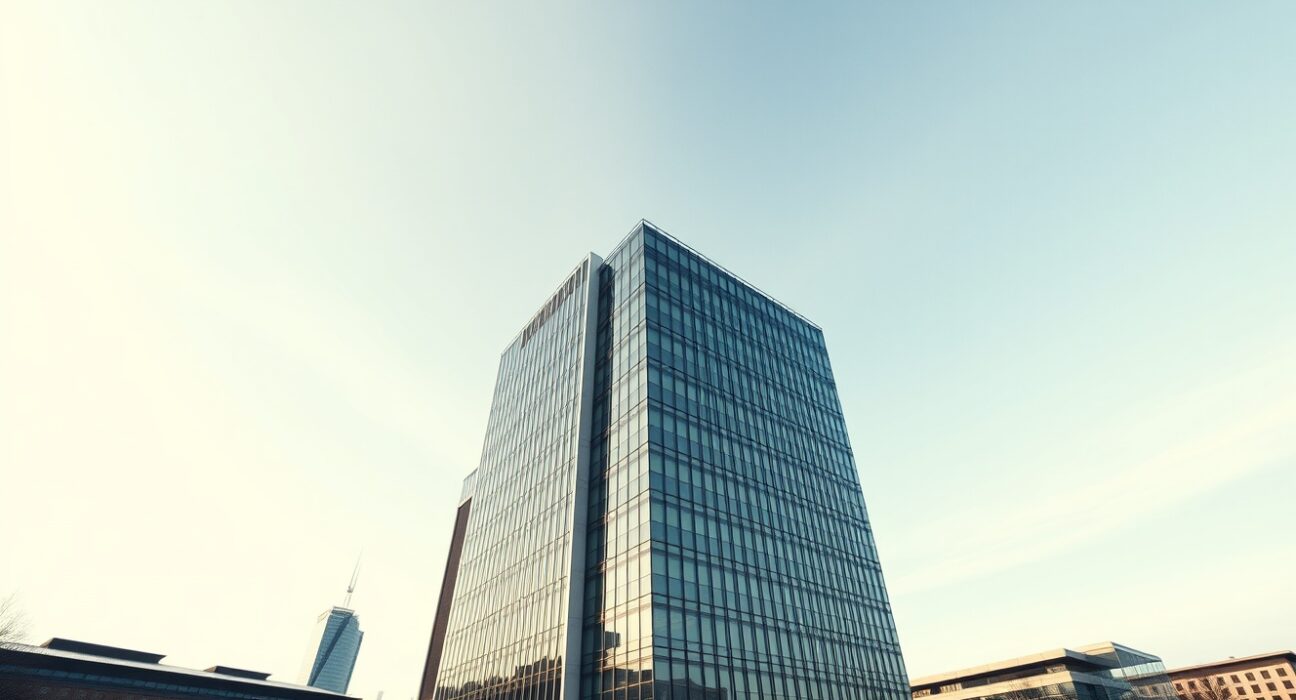 European Central Bank headquarters in Frankfurt, Germany, on a clear day.