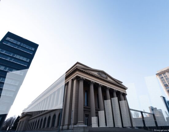 European Central Bank headquarters with energy market data overlay representing ECB's assessment of energy shock risks