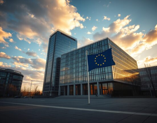 European Central Bank headquarters representing monetary policy decisions affecting EUR valuation during energy crisis.