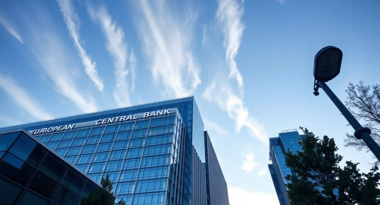 European Central Bank headquarters in Frankfurt, Germany, on a clear day