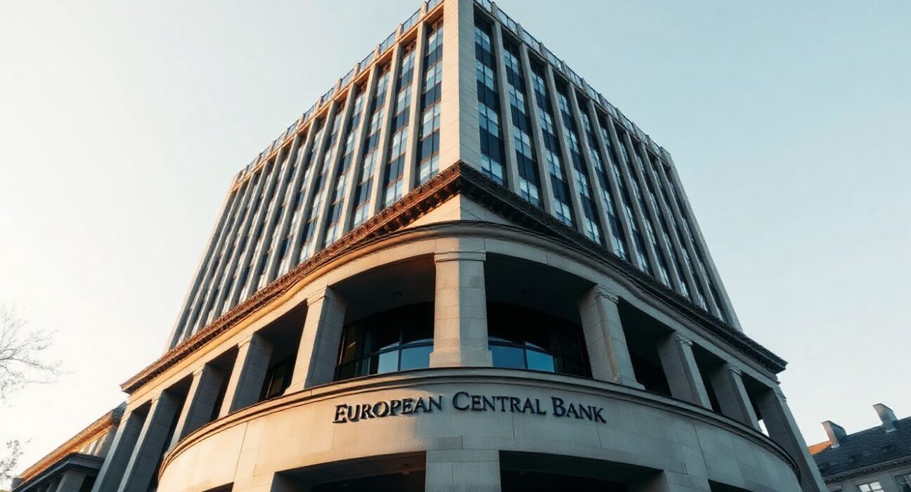 European Central Bank headquarters in Frankfurt, Germany, on a clear day
