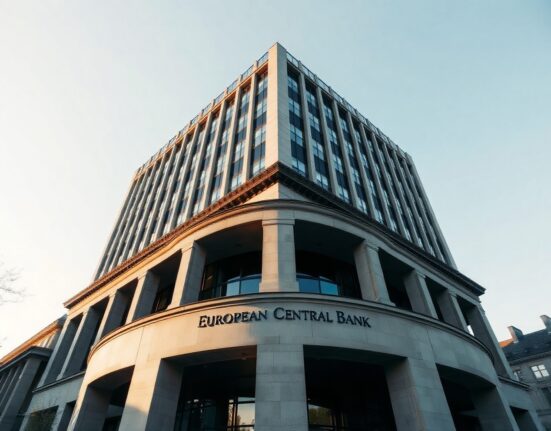 European Central Bank headquarters in Frankfurt, Germany, on a clear day
